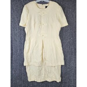 Melissa Harper Dress Womens 12 04-0820 Yellow Frog Closure Layered Midi EUC